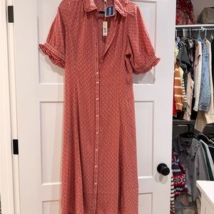 Max Studio Red Geometric Maxi Dress